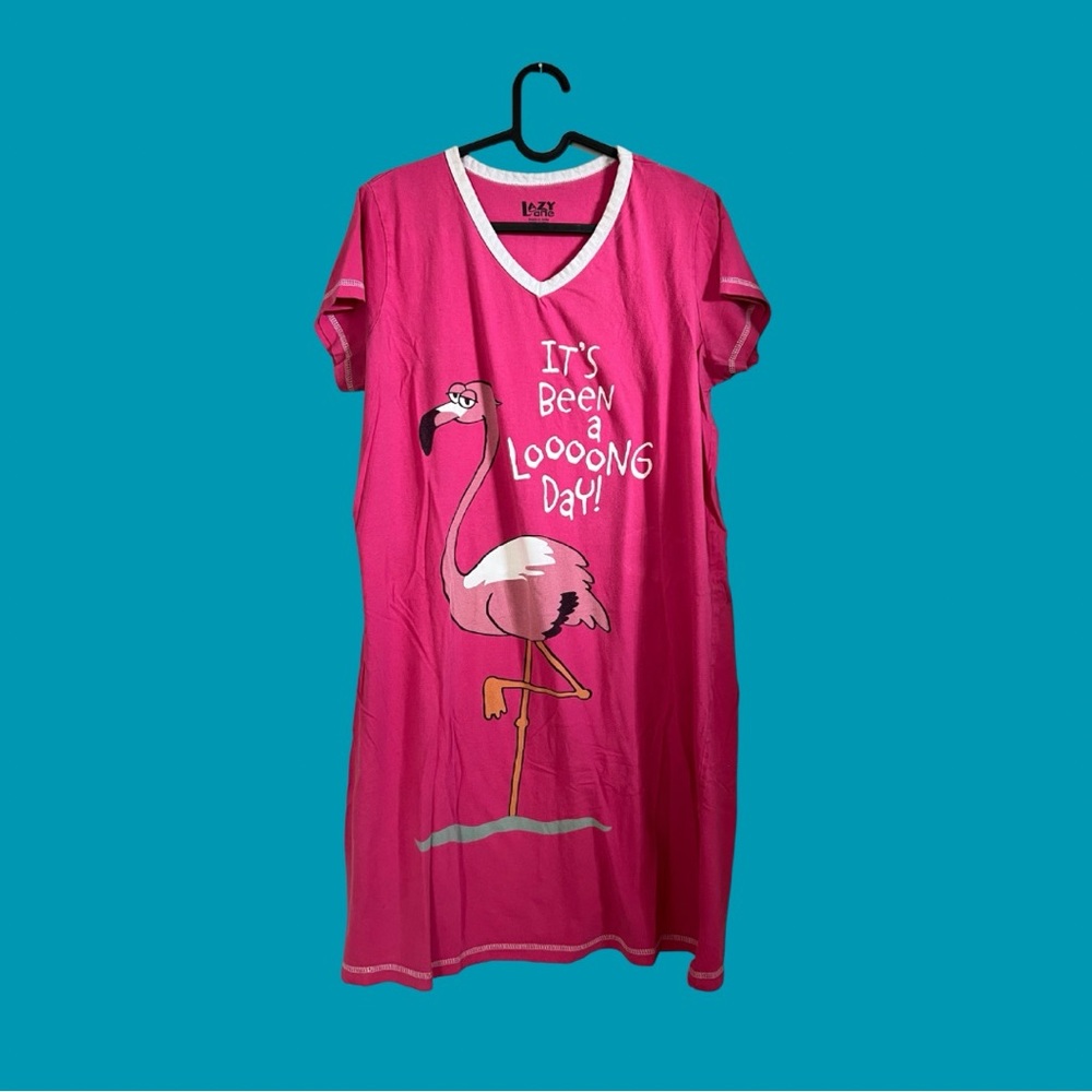 Lazy One Pink and White Flamingo Nightgown